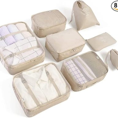LANSKLBD 8 Set Packing Cubes for Suitcases Travel Luggage Packing Organizers,Travel Accessories Essentials Luggage Organizer with Shoe/Tioletry/Laundry Bag